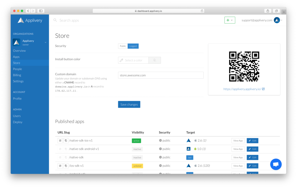 dashboard-customDomain | Applivery | Applivery
