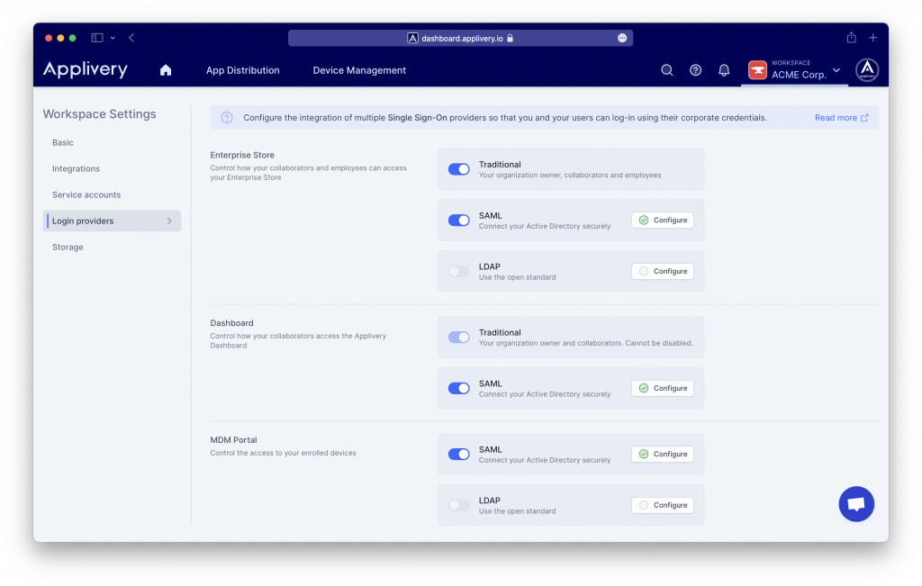 login-providers | Applivery | Applivery