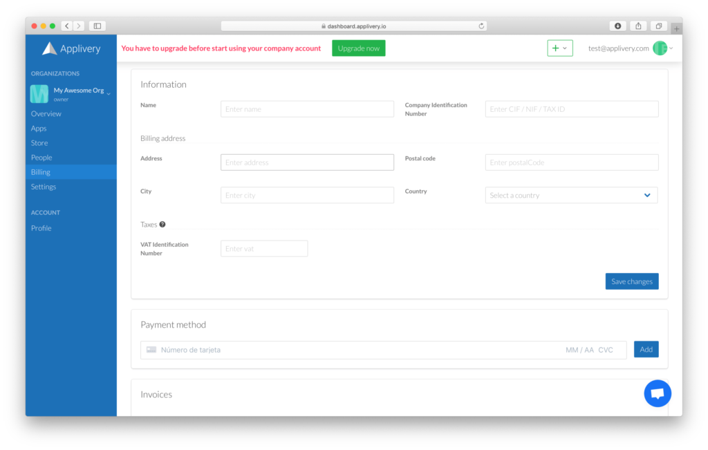 org-settings-billing | Applivery