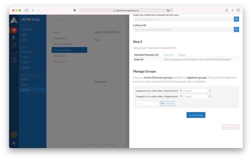 saml-groups-mapping | Applivery
