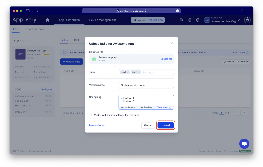 upload-build-step2 | Applivery | Applivery