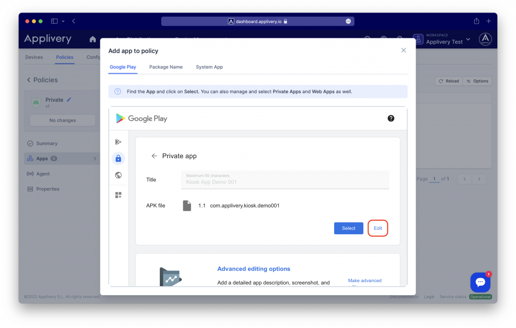 update-private-app-edit | Applivery | Applivery