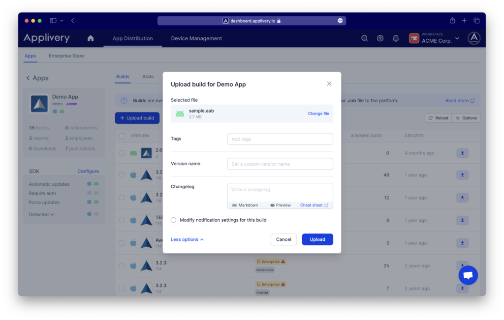 upload-aab | Applivery | Applivery