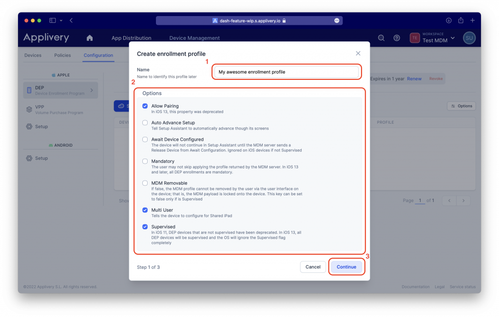applivery-dep-create-enrollment-step2 | Applivery | Applivery