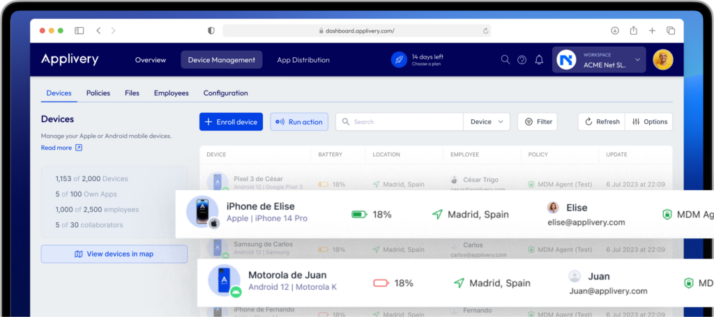 Device management portal android apple | Applivery