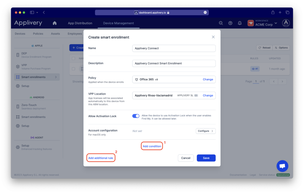 006-smart-enrollment-rules-conditions | Applivery | Applivery