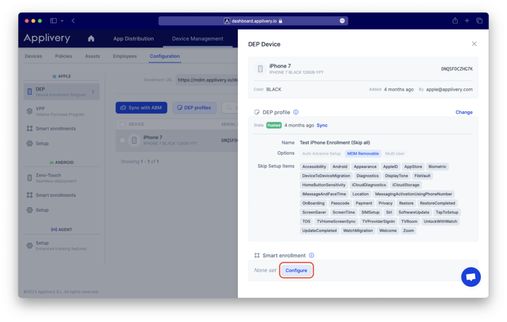007-smart-enrollment-configure-dep | Applivery | Applivery