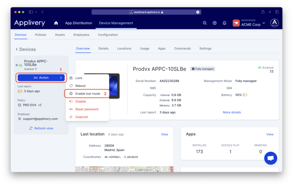 enable-lost-mode | Applivery | Applivery