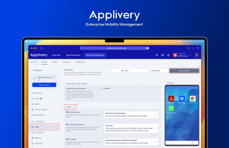 Applivery MDM with kiosk mode configuration for Android, Apple and Windows | Applivery Applivery MDM with kiosk mode configuration for Android, Apple and Windows