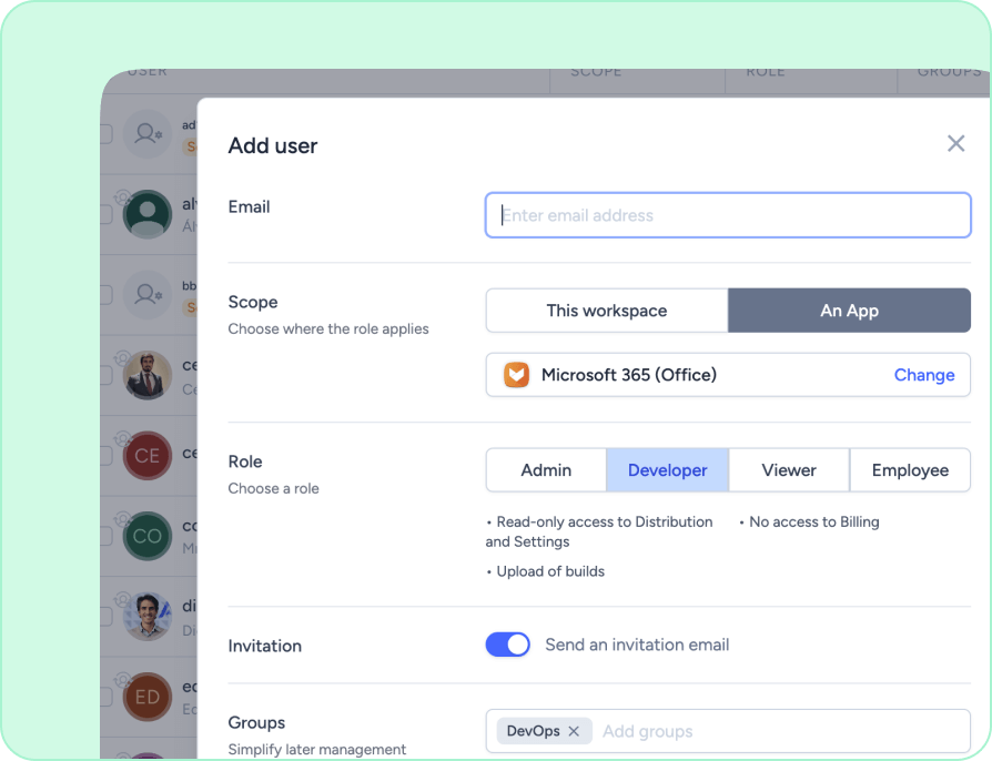 Collaboration app distribution