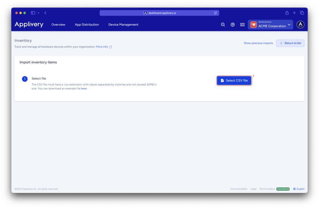 select-csv-file | Applivery select-csv-file