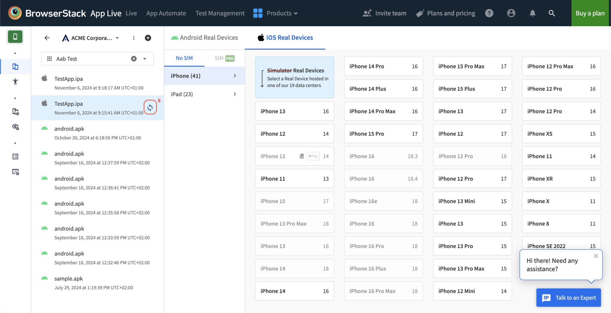 App Live integration