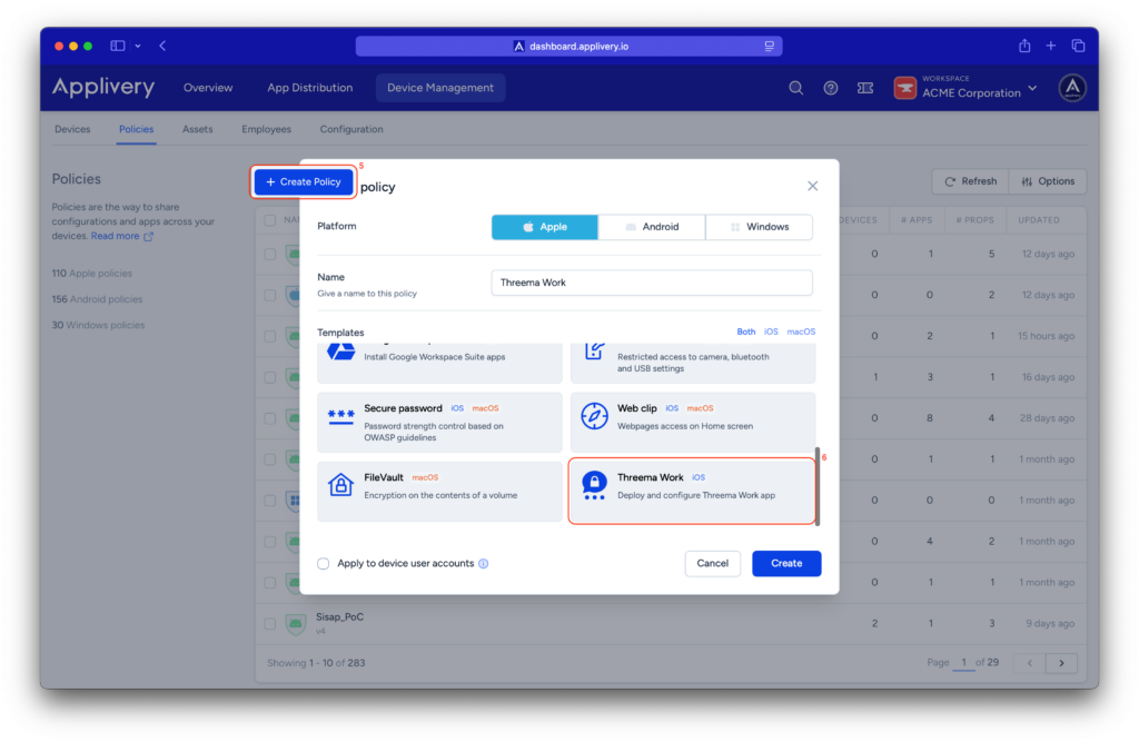 create-policy-threema | Applivery create-policy-threema