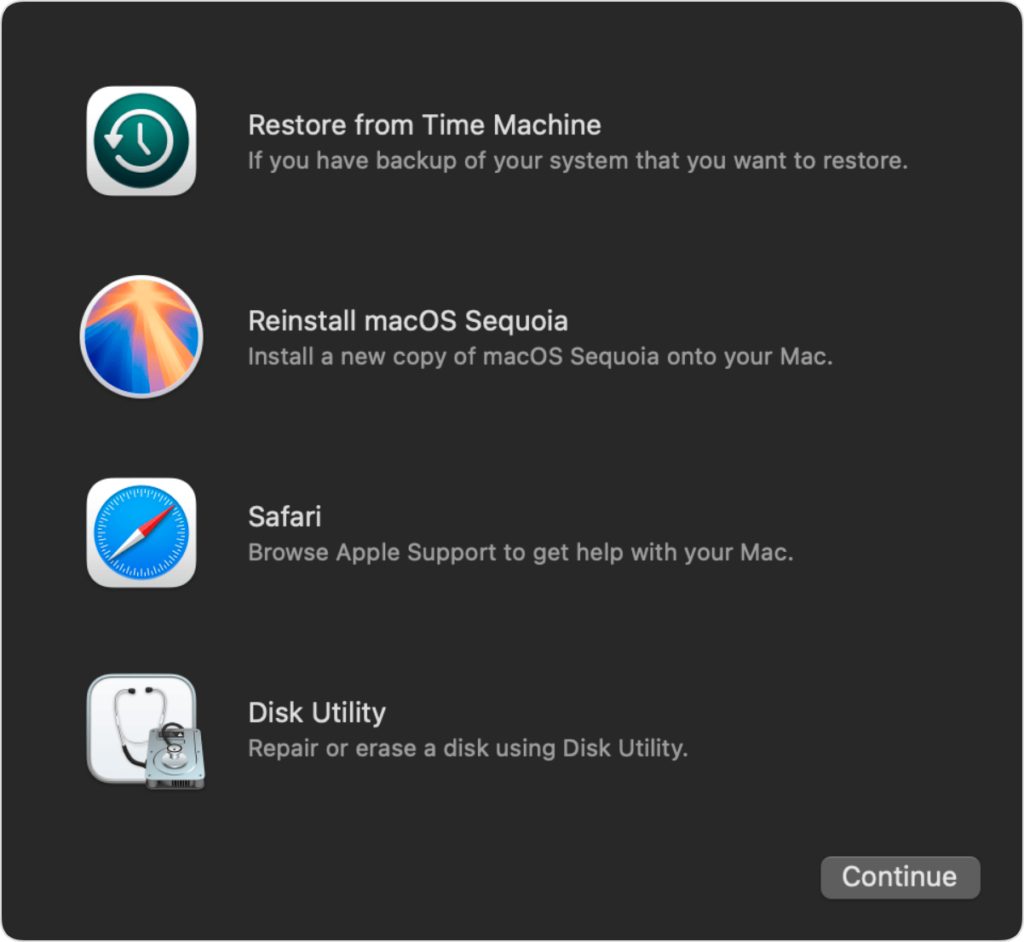 recovery-menu-options-restore-reinstall-safari-disk-utility | Applivery recovery-menu-options-restore-reinstall-safari-disk-utility