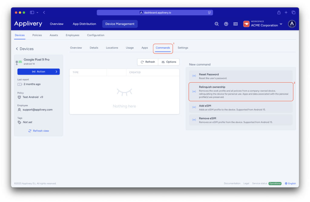 relinquish-ownership | Applivery
