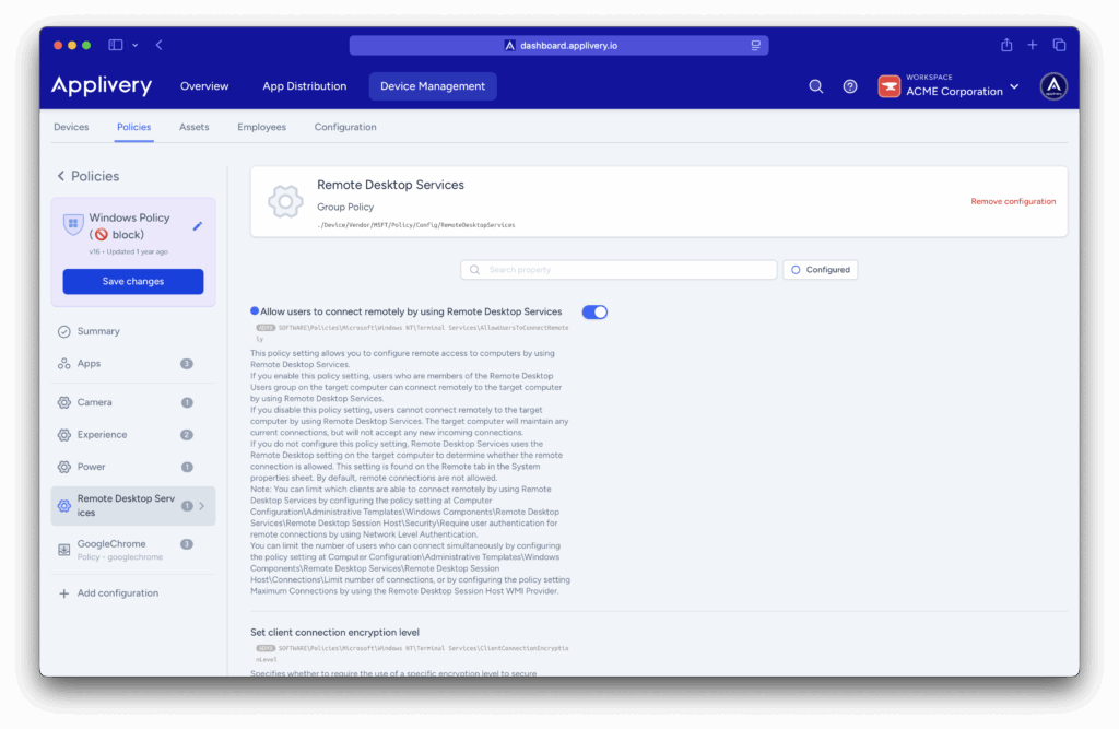 allow-remote-desktop | Applivery