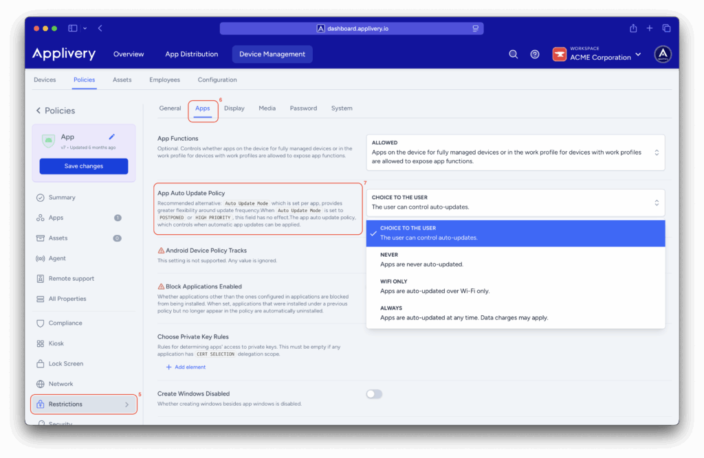 app-auto-update-policy | Applivery