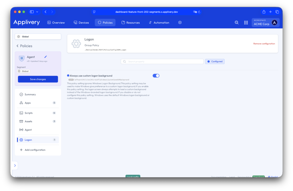 always use custom logon background