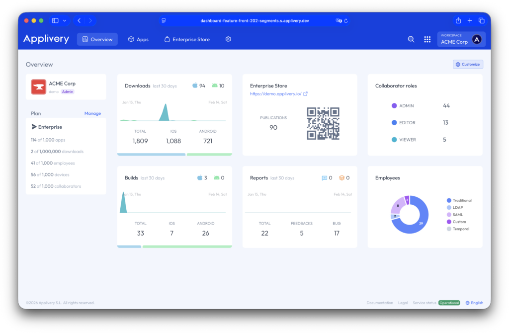 inicio distribución de apps