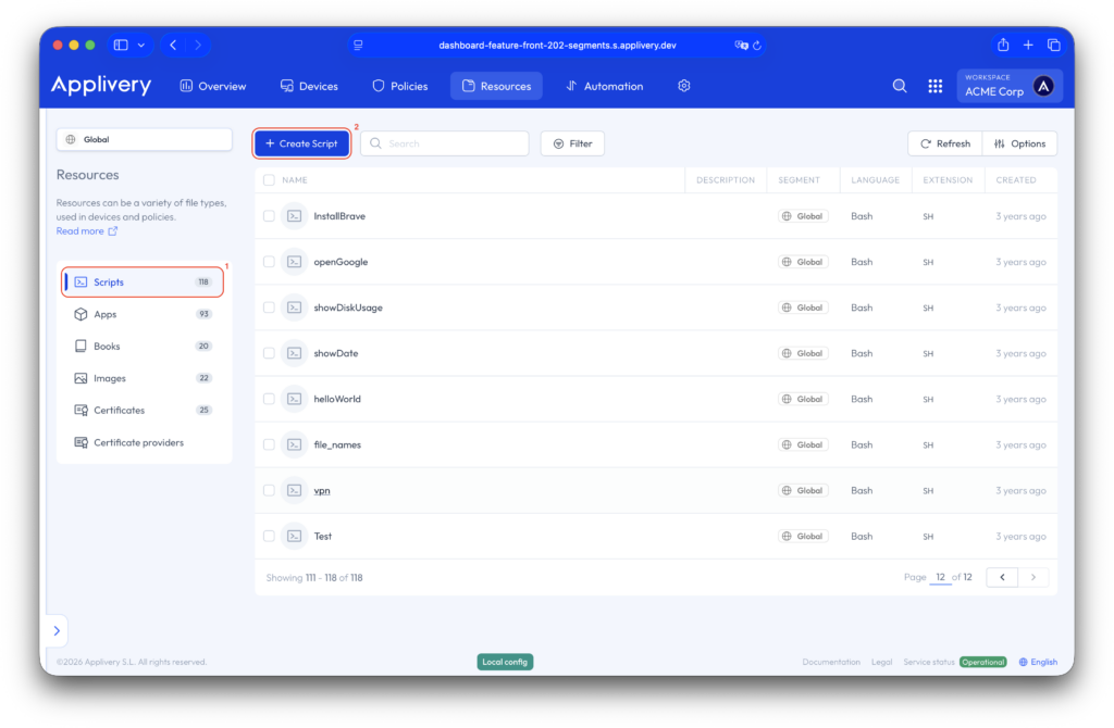 create script | Applivery