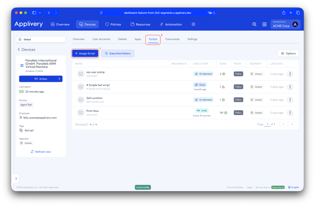 assign script | Applivery