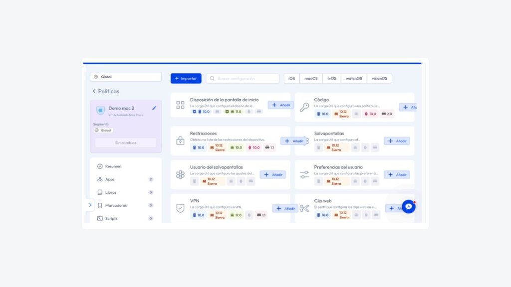 Catálogo de configuraciones macOS