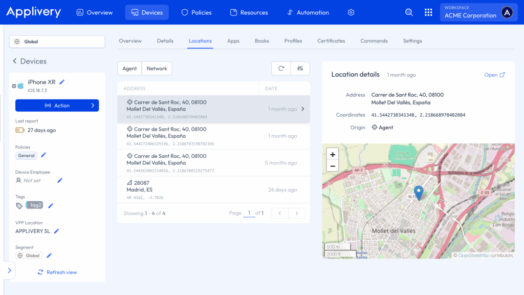 Geolocation reporting