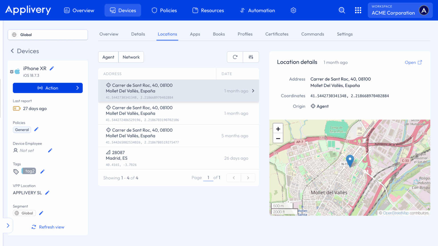 Geolocation reporting