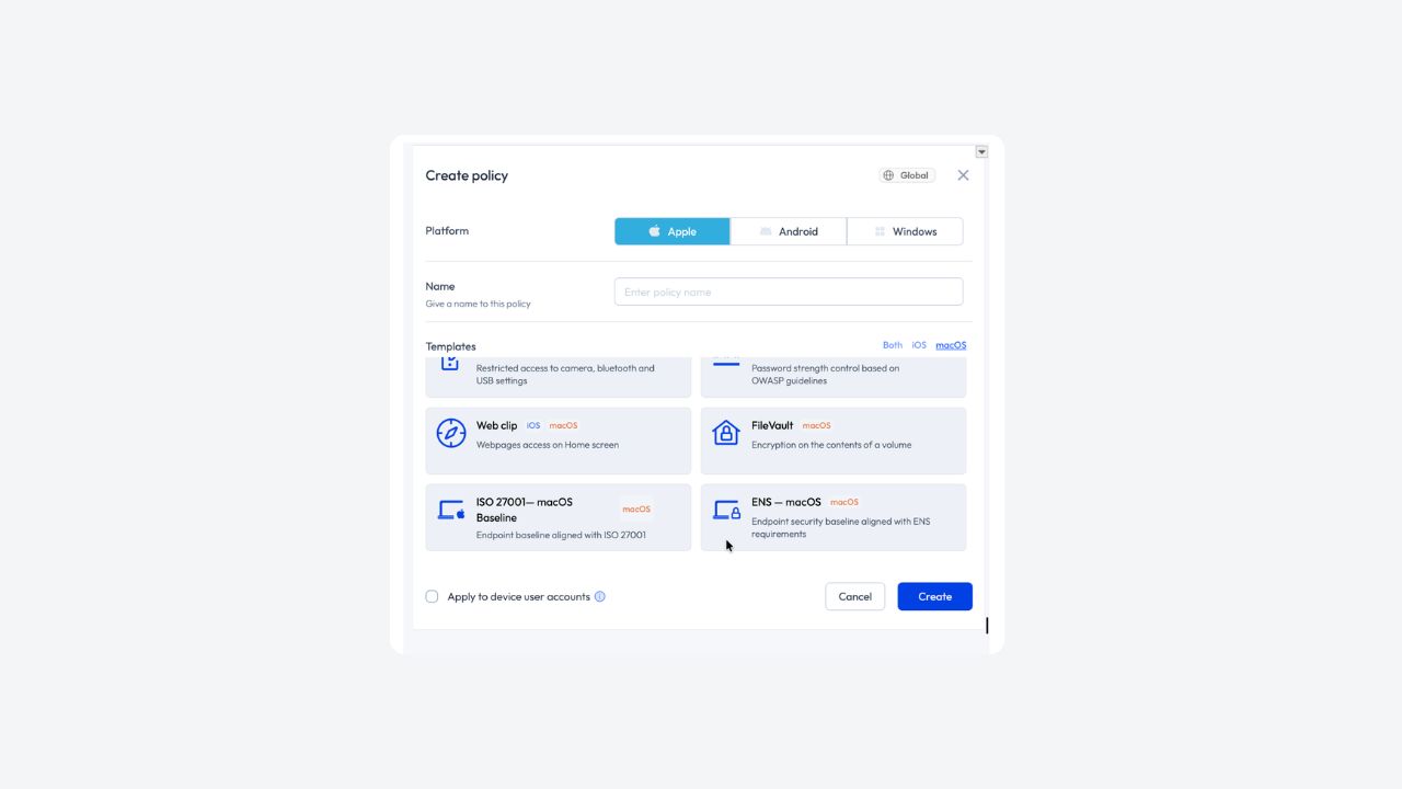 Template MDM macOS compliance ISO 27001 ENS