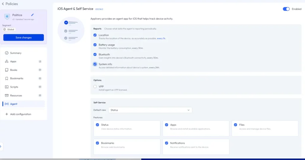 iOS Agent Self Service