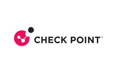Check Point logo: pink circular emblem with a black dot and curved line, followed by the word CHECK POINT in bold black letters.