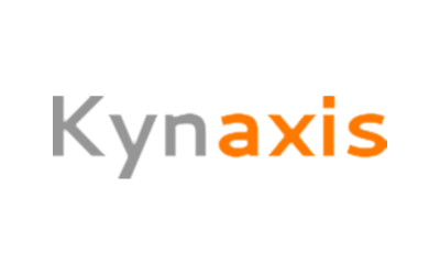 Kynaxis logo: 'Kyn' in gray and 'axis' in orange on a black background, a brand mark.